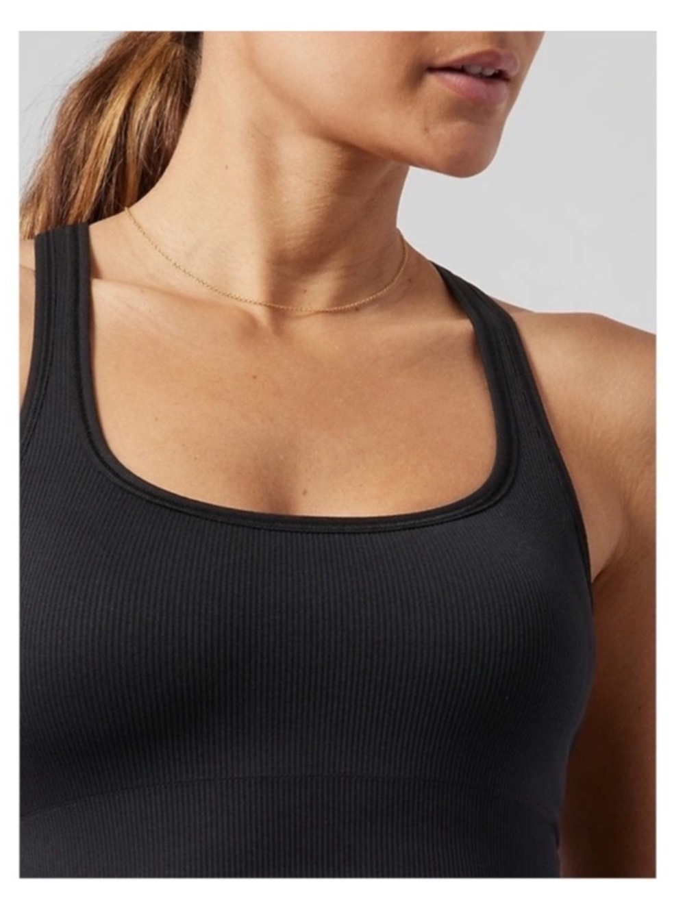 NWT Athleta XL D-DD Aurora Black Ribbed Scoop Sports Bra cross back new support - Picture 4 of 12